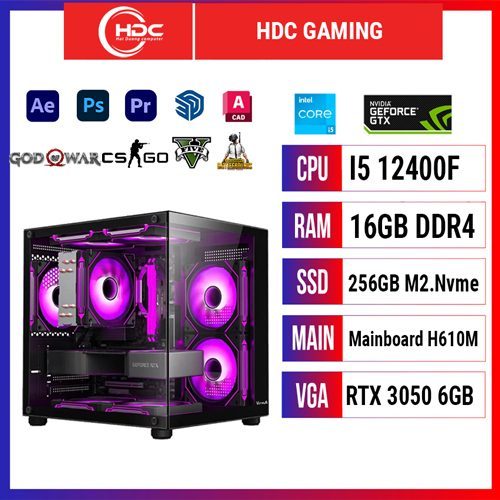 PC HDC GAMING CPU Intel i5 12400F – RAM 16GB DDR4 – SSD 256GB – MAIN H610 - VGA RTX 3050 6GB